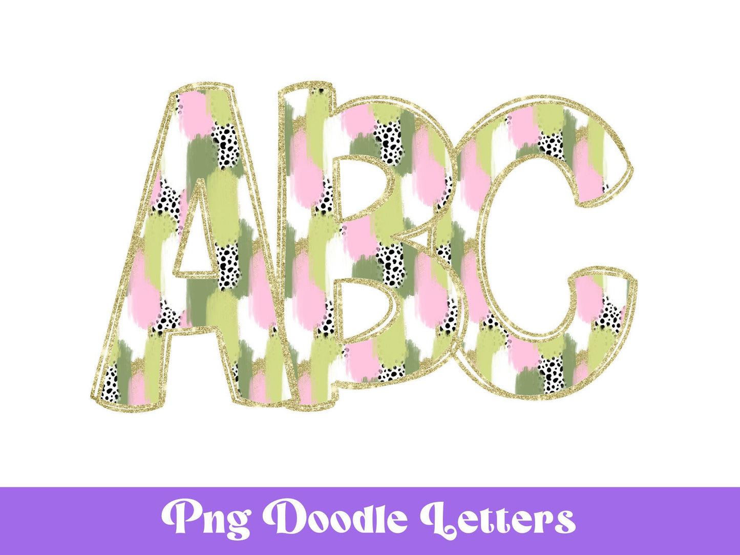 St. Patrick's Day Doodle Letters PNG: Brush Stroke Alphabet (Digital File)