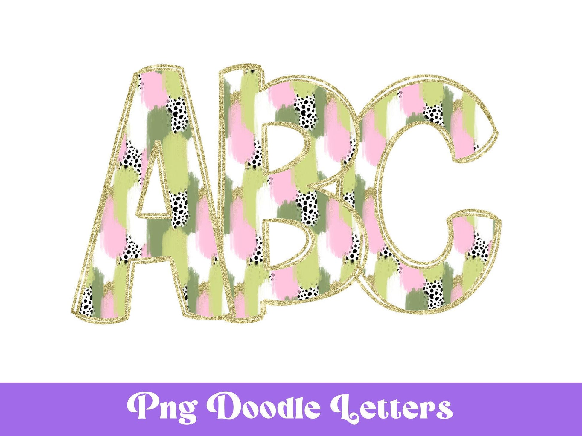 St. Patrick's Day Doodle Letters PNG: Brush Stroke Alphabet (Digital File)