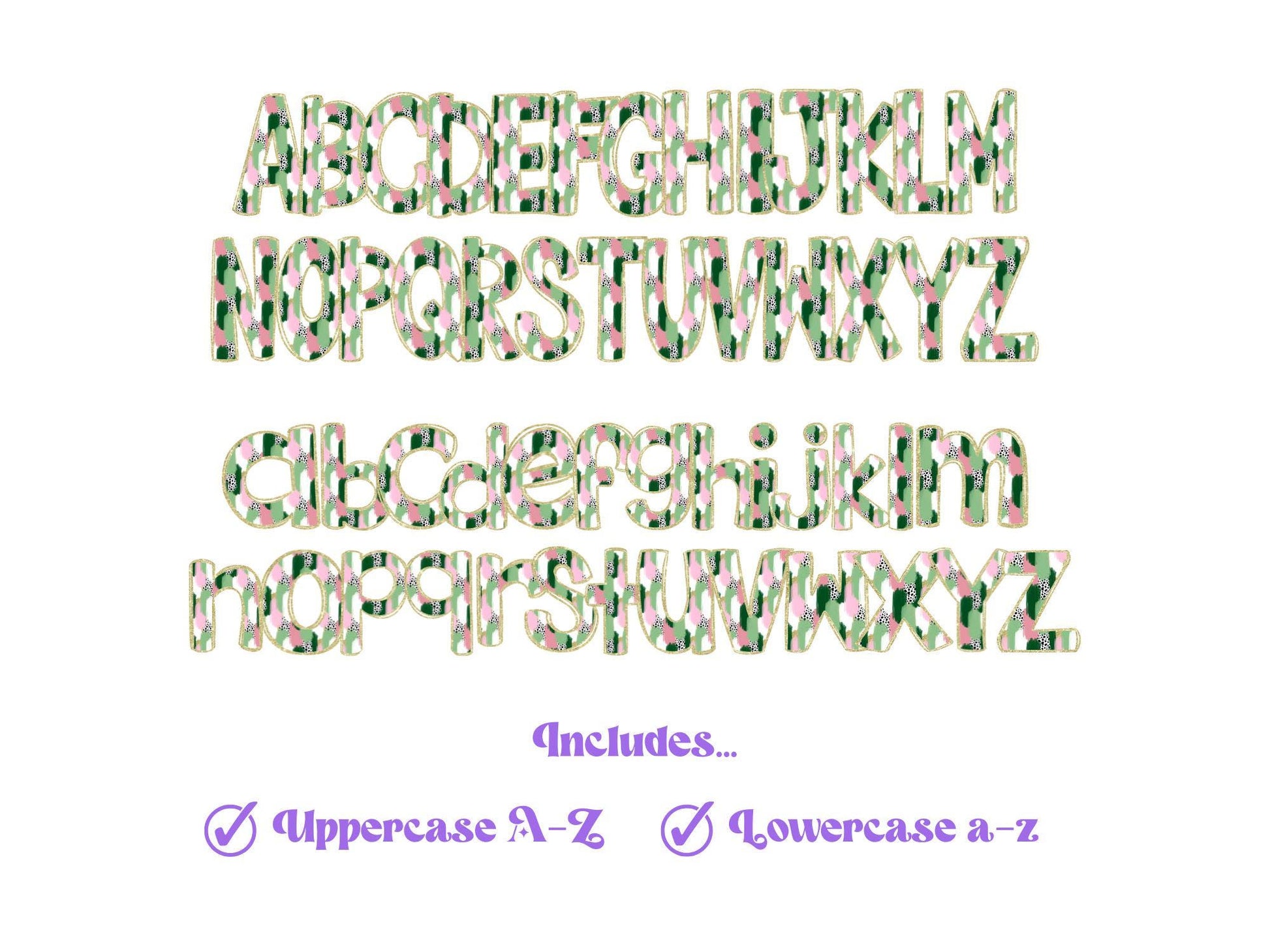 St. Patrick's Day Doodle Letters PNG: Brush Stroke Alphabet (Digital File)