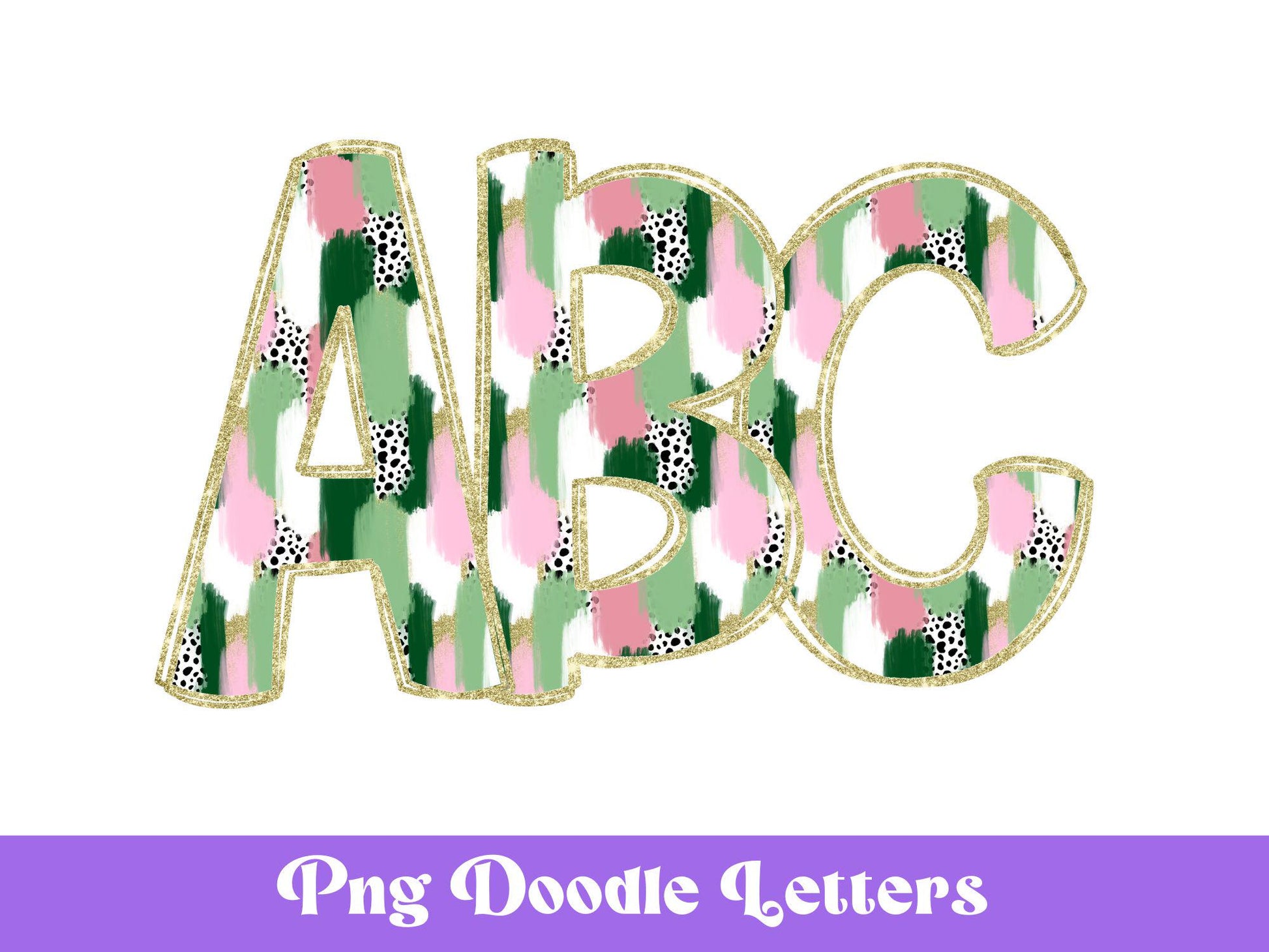 St. Patrick's Day Doodle Letters PNG: Brush Stroke Alphabet (Digital File)