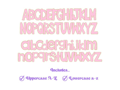 Pink and Gold Glitter Doodle Letters PNG - Alphabet Set (Digital File)