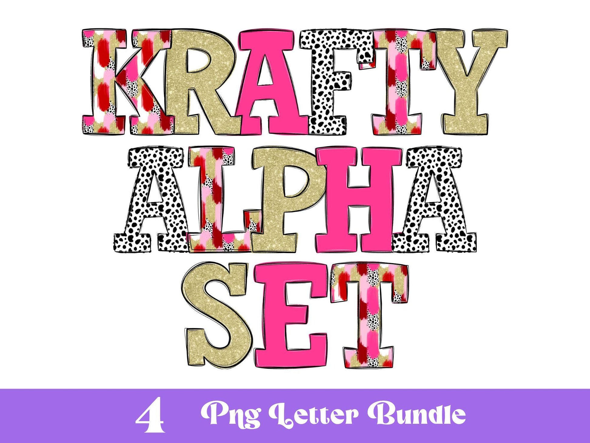 Valentine's Day Doodle Alphabet PNG Set: Brush Stroke Letters (Digital File)