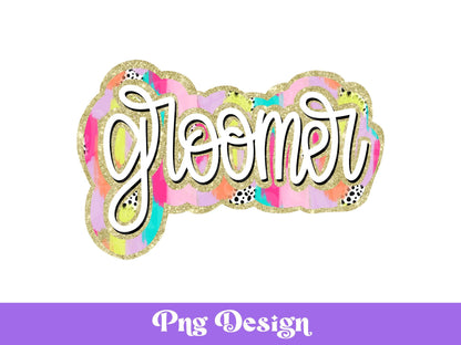 Groomer Dalmatian Dots Png, Sublimation Designs, Colorful DTF, Occupation, Messy Paint Brush Strokes