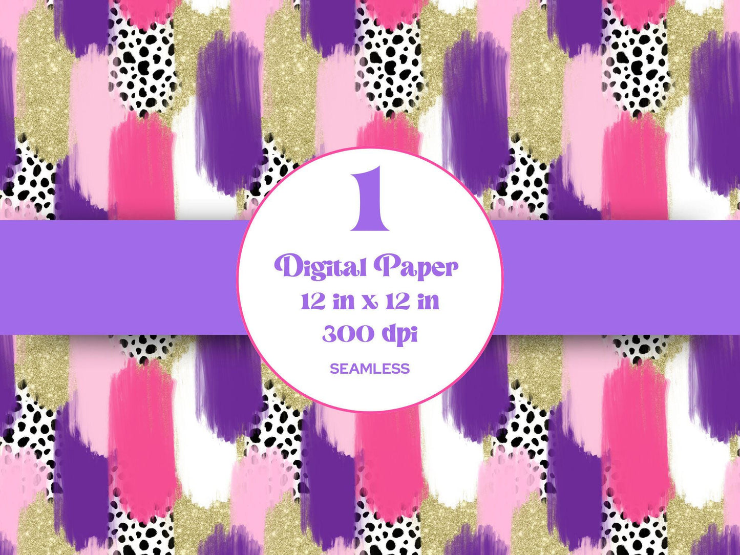 Hand Drawn Paint Brush Stroke Seamless Pattern, Digital Repeatable Pattern, Colorful Bright
