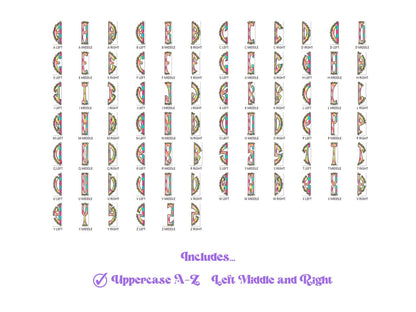 Coquette Bow Monogram Clipart: Glitter Paint Stroke Alphabet (PNG)