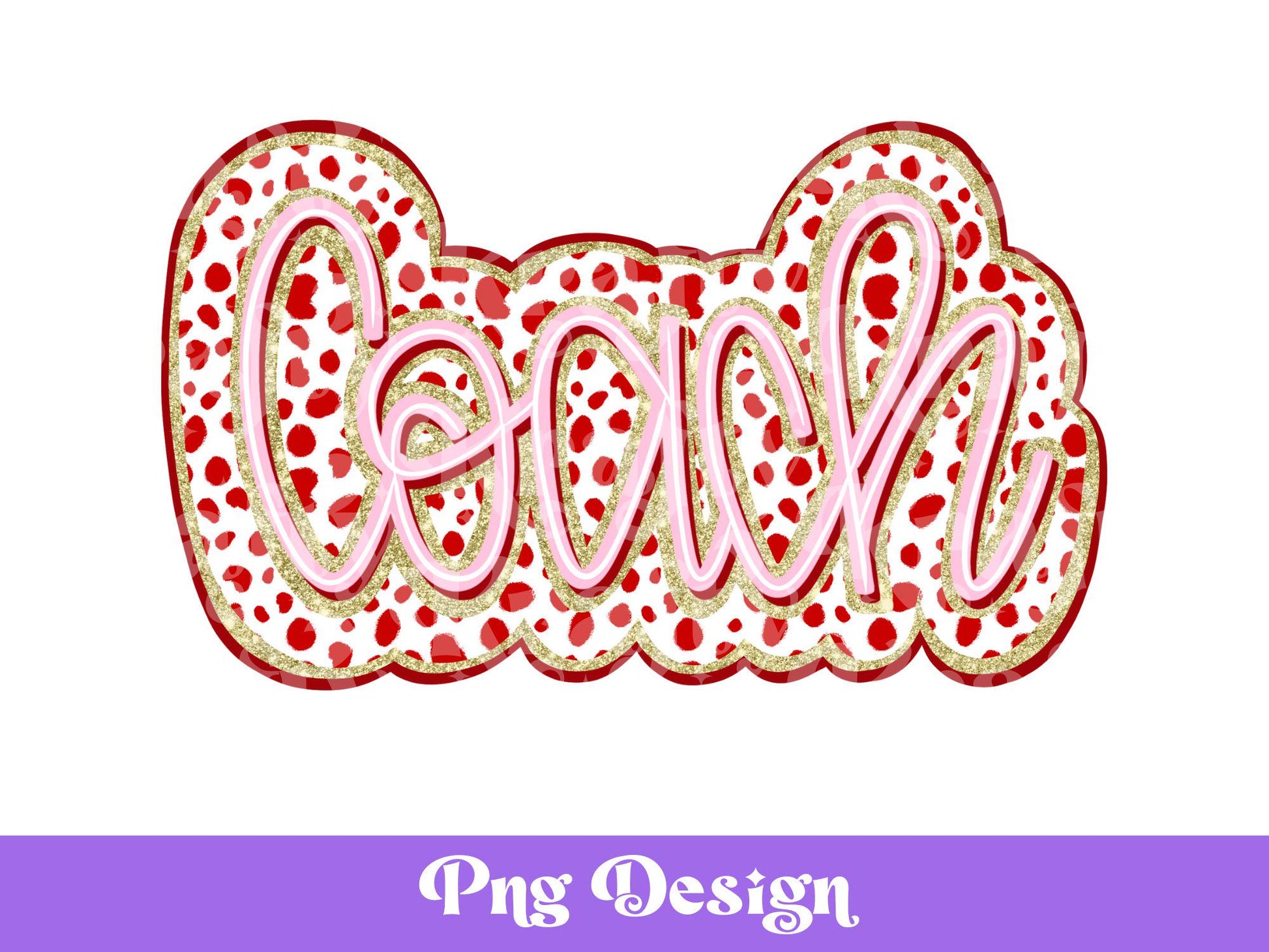 Dalmatian Dots Coach PNG: Gold Glitter Design (Digital File)