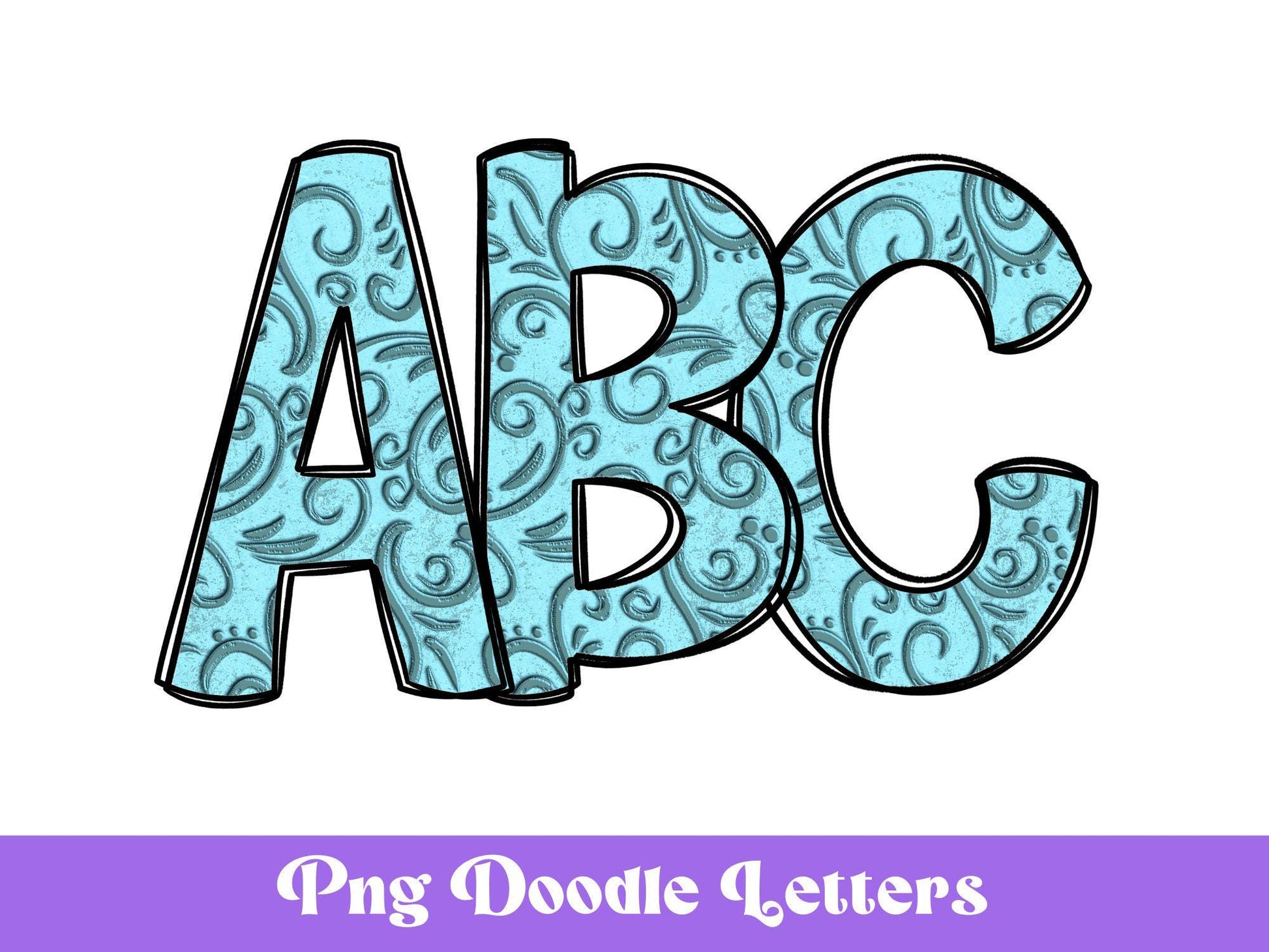 Tooled Leather Letters, Western Doodle Alphabet Clipart, Sublimation Letters, PNG Design