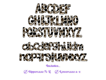 Cow Print Doodle Alphabet Clipart: Western PNG Letters (Digital File)