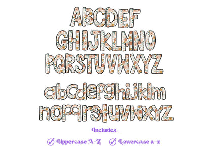 Floral Doodle Alphabet Letters: Retro Summer PNG Clipart