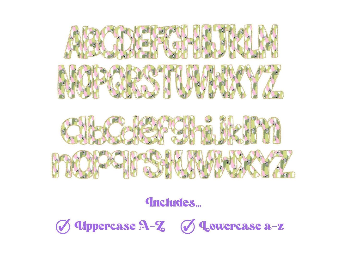 St. Patrick's Day Doodle Letters PNG: Brush Stroke Alphabet (Digital File)