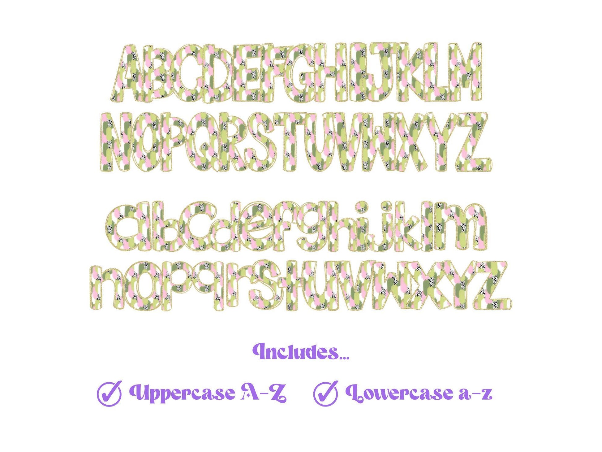 St. Patrick's Day Doodle Letters PNG: Brush Stroke Alphabet (Digital File)