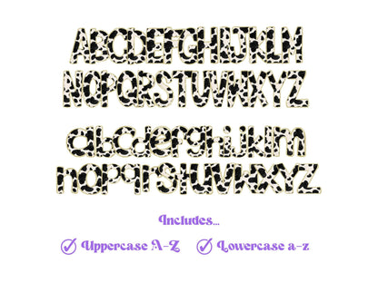 Cow Print Doodle Letters: Gold Glitter PNG Alphabet (Digital File)