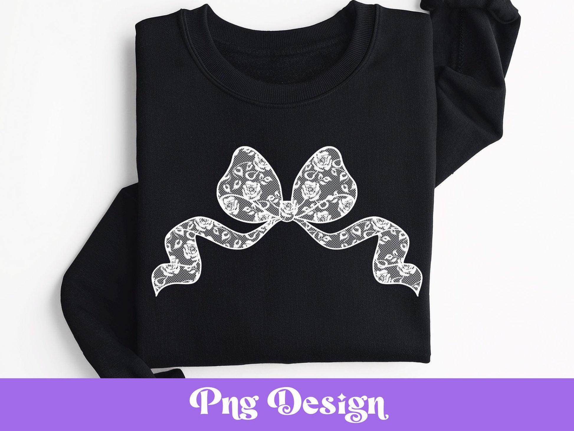 Floral Lace Bow PNG: Coquette Shirt Design, Sublimation (Digital File)