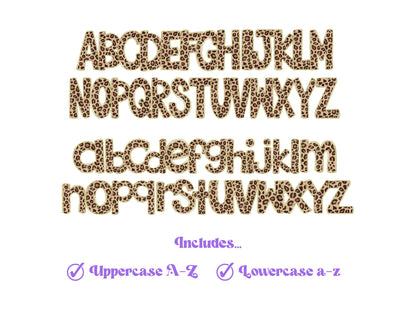 Leopard Doodle Alphabet Clipart, Instant Download, Commercial Use, Cheetah Pattern, Sublimation Letters, PNG Design