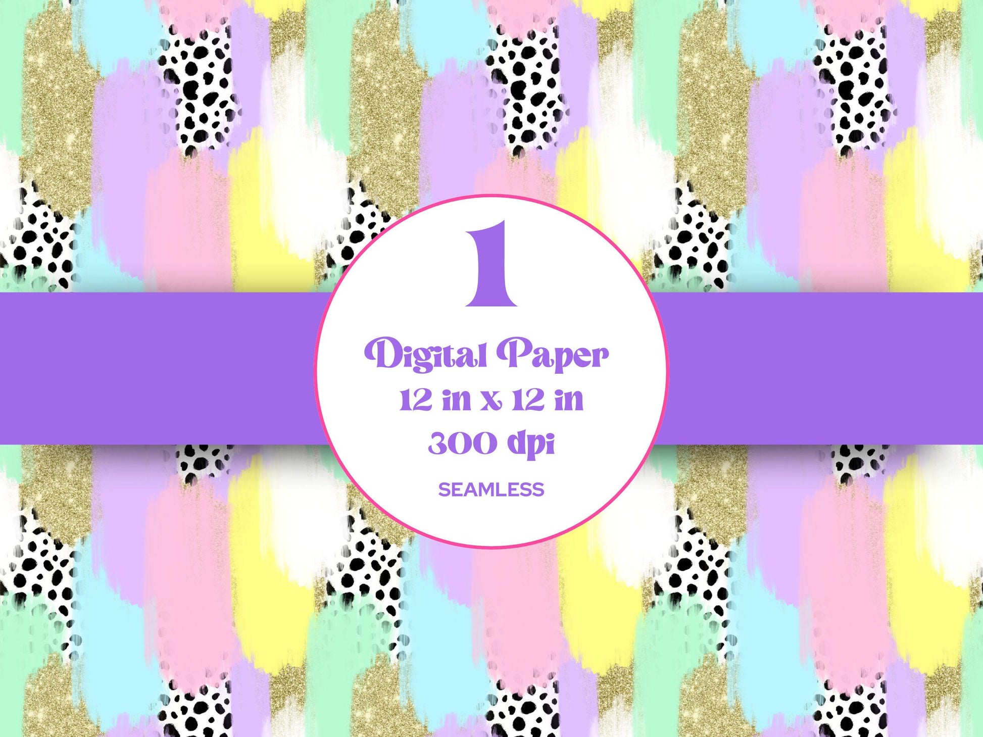Hand Drawn Paint Brush Stroke Seamless Pattern, Sublimation, Easter