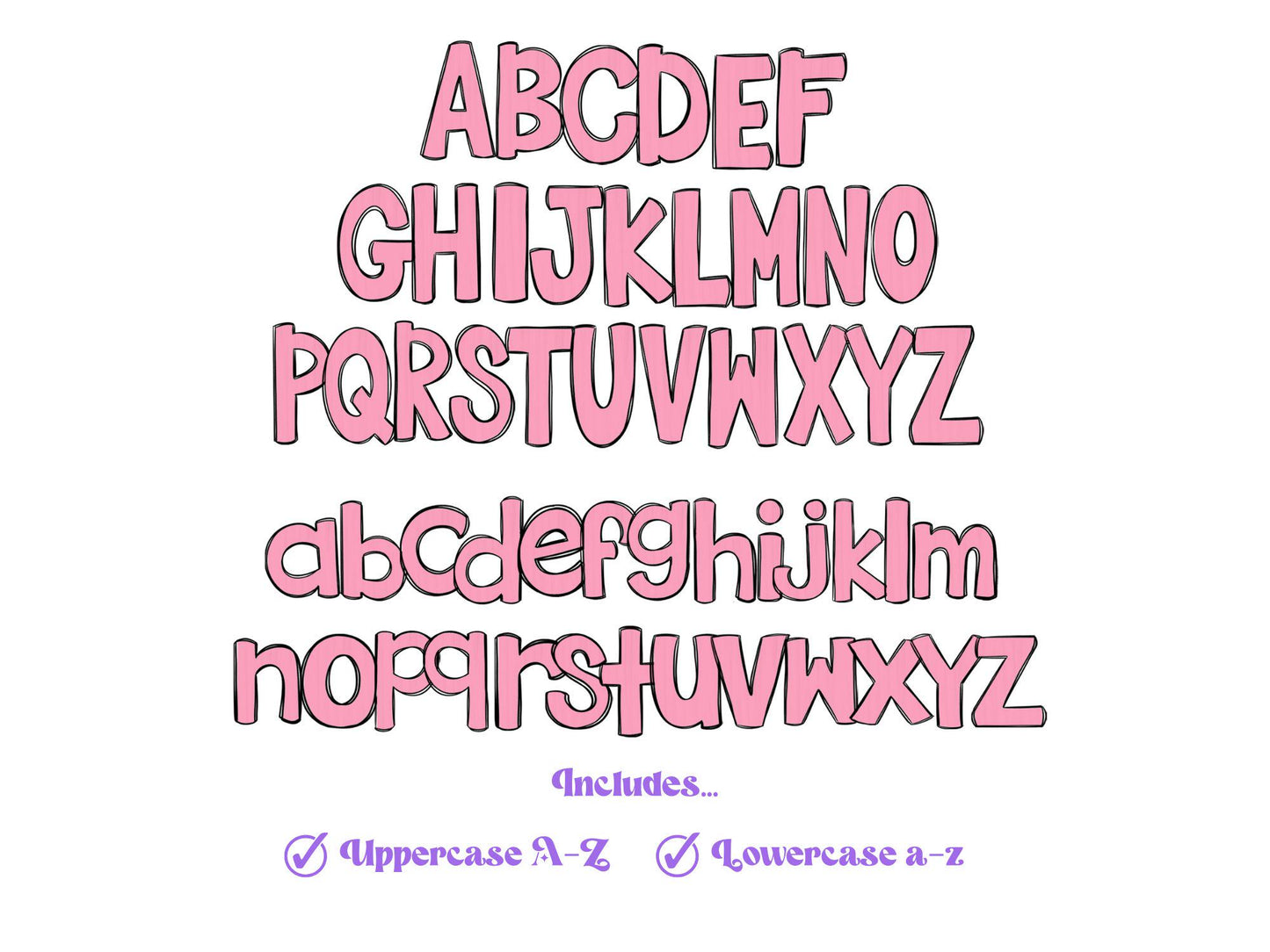 Floral Doodle Alphabet Clipart: Pastel Dalmatian Letters (PNG)