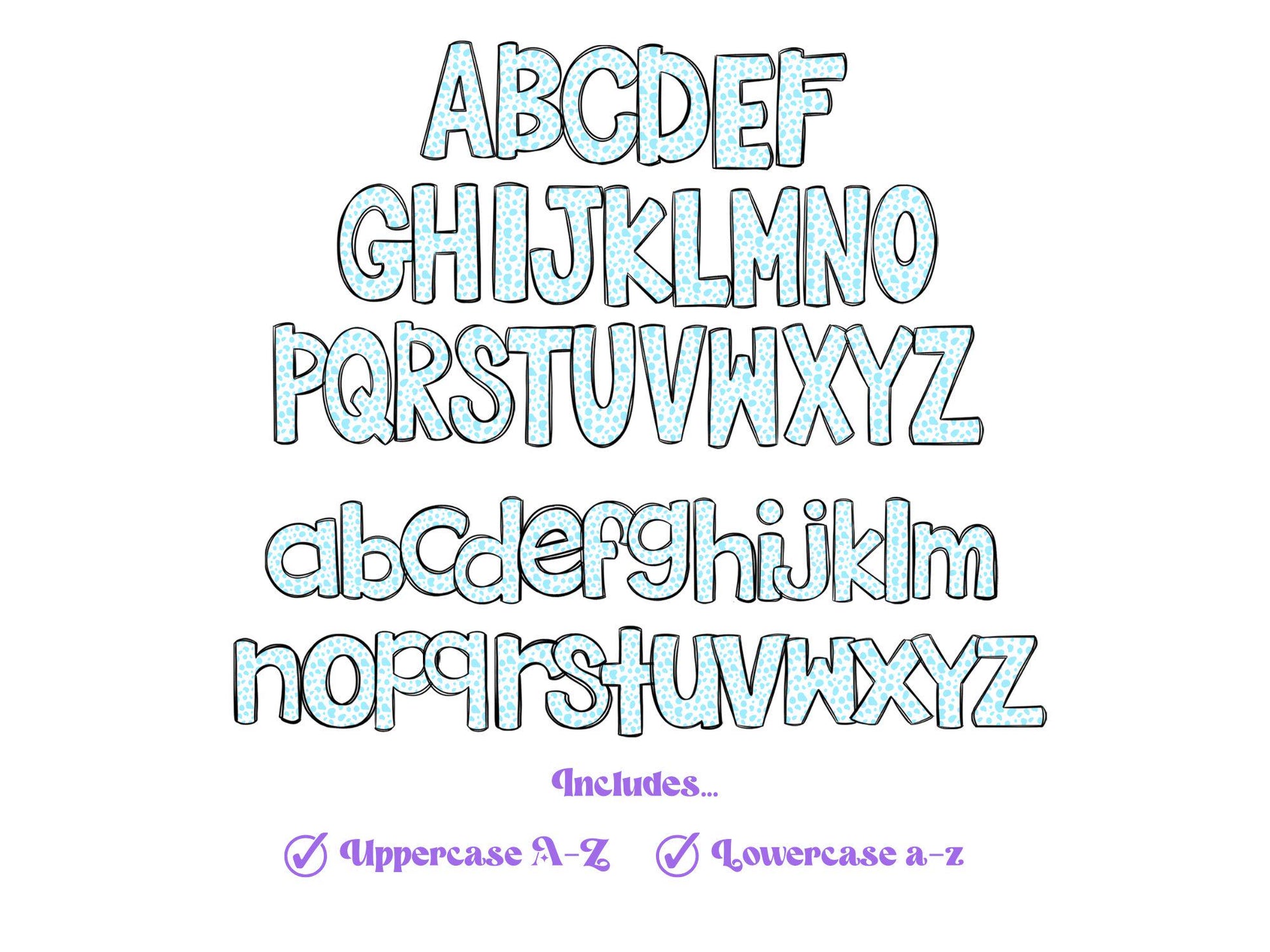 Floral Doodle Alphabet Clipart: Pastel Dalmatian Letters (PNG)