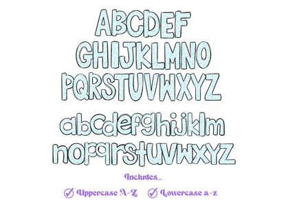 Floral Doodle Alphabet Clipart: Pastel Dalmatian Letters (PNG)
