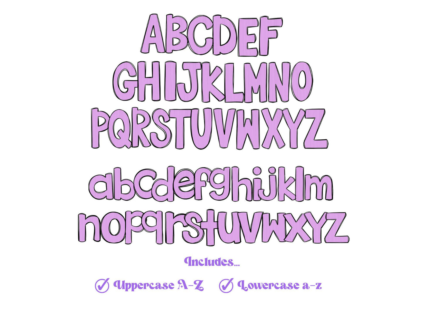 Floral Doodle Alphabet Clipart: Pastel Dalmatian Letters (PNG)