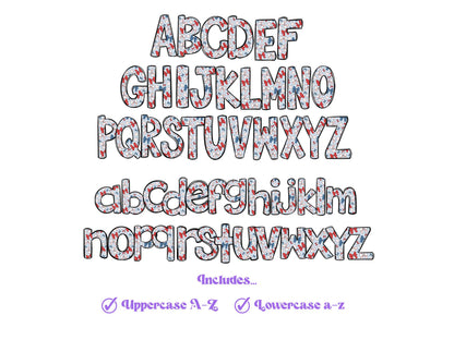 Baseball Doodle Alphabet Clipart: Checkered Sublimation Letters (PNG)