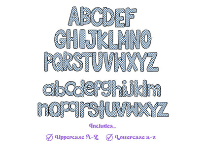 Baseball Doodle Alphabet Clipart: Checkered Sublimation Letters (PNG)