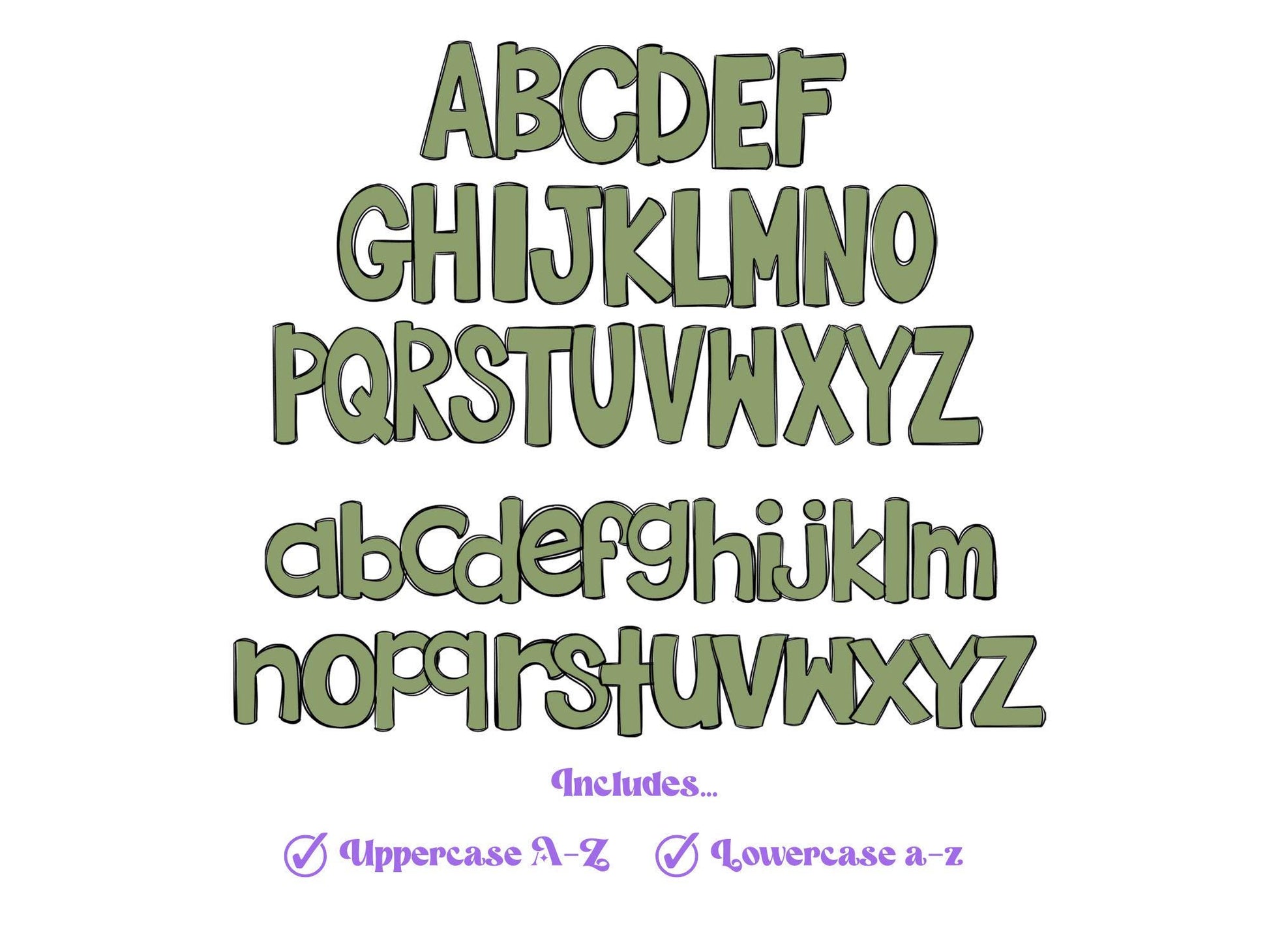 St. Patrick's Day Doodle Letters PNG: Clover Alpha Set (Digital File)