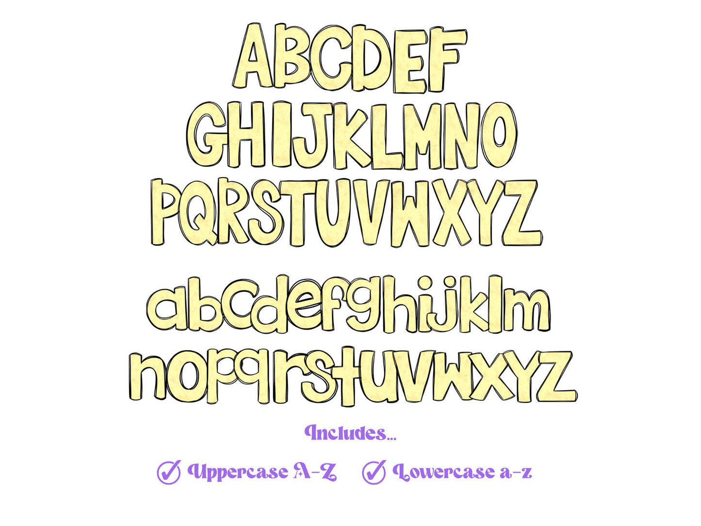 Floral Doodle Alphabet Clipart: Pastel Spring PNG Letters (Digital File)