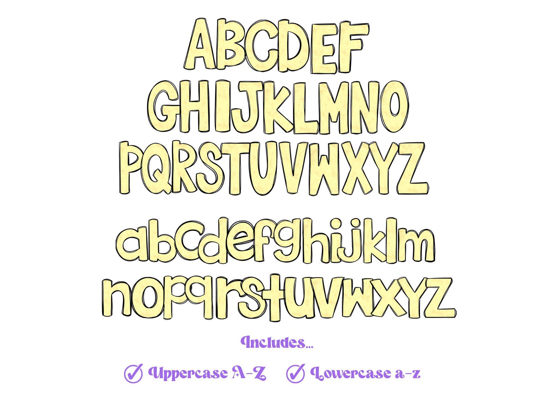 Floral Doodle Alphabet Clipart: Pastel Spring PNG Letters (Digital File)