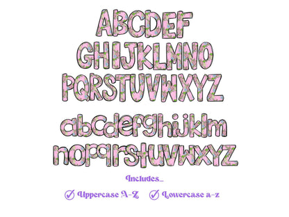 Floral Doodle Alphabet Clipart: Pastel Spring PNG Letters (Digital File)