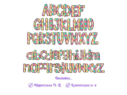 Glitter Brush Stroke Alphabet Clipart: Doodle Letter Set (Digital File)