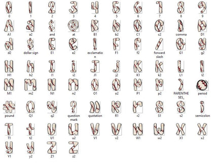Baseball Stitches Doodle Alphabet Clipart: Sports PNG Design (Digital File)