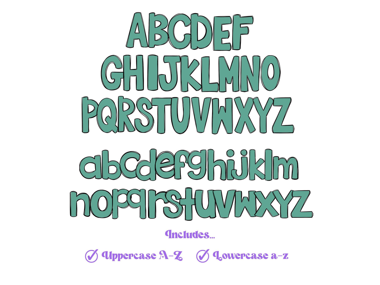 St. Patrick's Day Doodle Letters PNG: Clover Alphabet (Digital File)