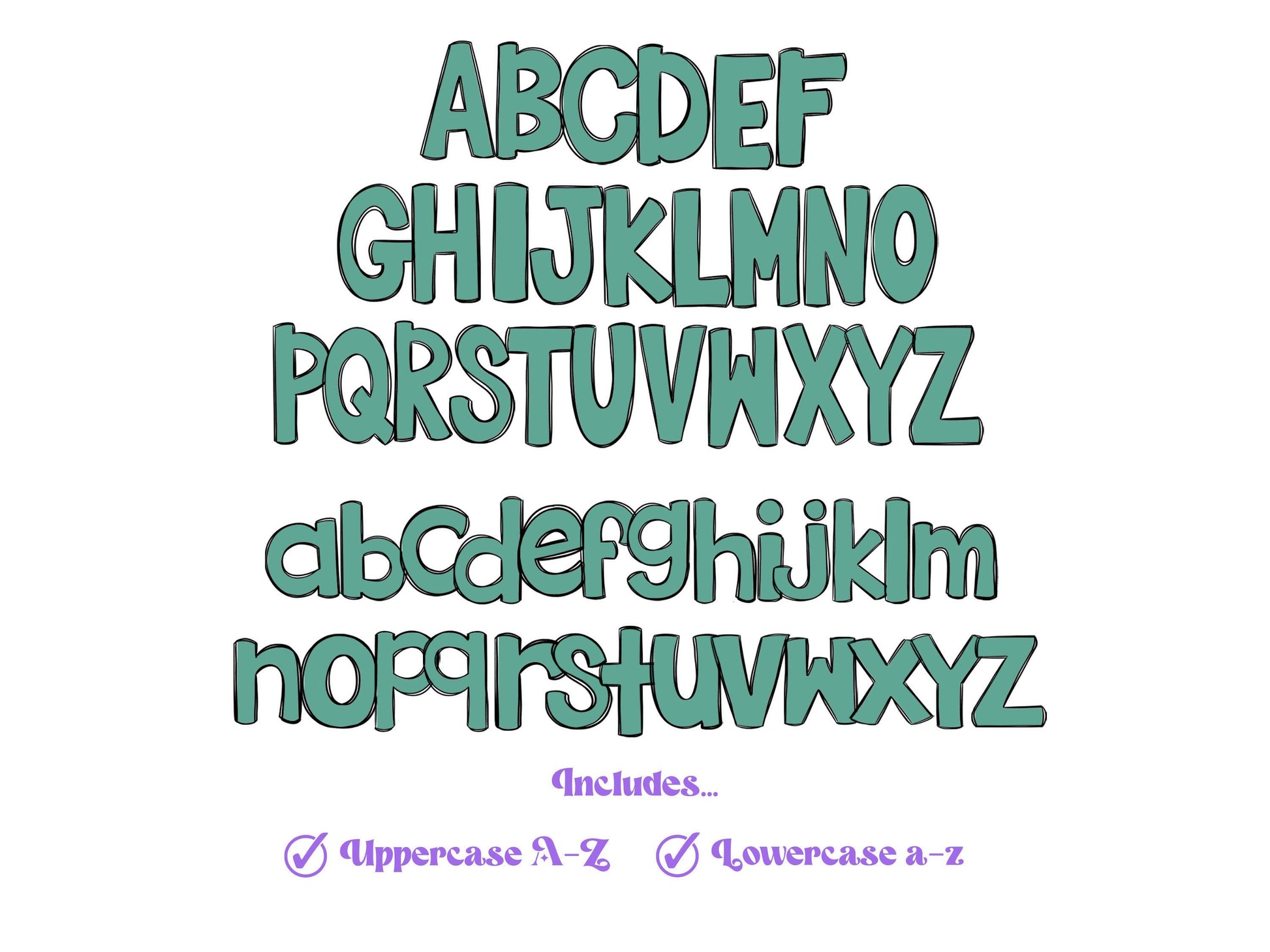 St. Patrick's Day Doodle Letters PNG: Clover Alphabet (Digital File)