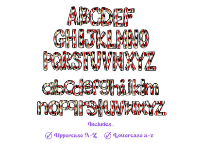 Glitter Brush Strokes Alphabet Clipart: Red and Gold Doodle Letter Set (Digital File)