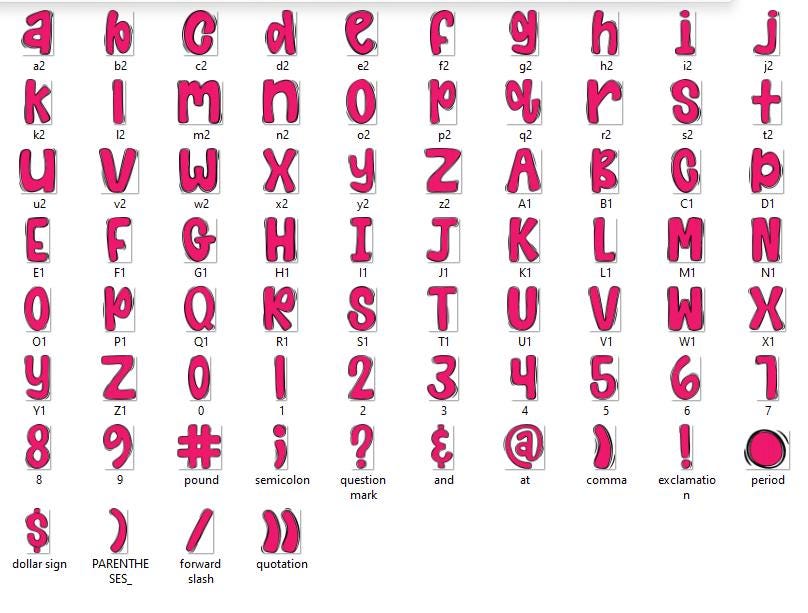 Glitter Brush Strokes Alphabet Clipart: Doodle Letter Set (Digital File)