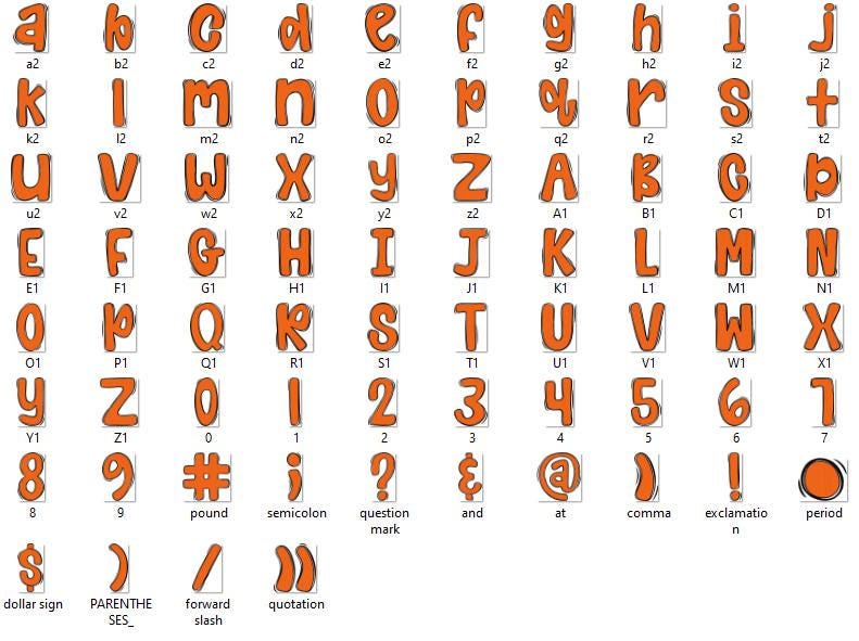 Glitter Brush Strokes Alphabet Clipart: Doodle Letter Set (Digital File)