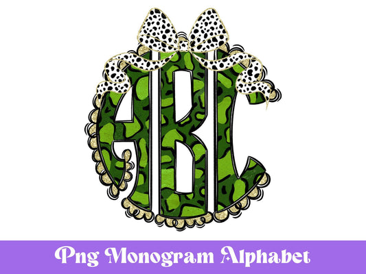 Leopard Print Monogram Letter Set with Bow (PNG Digital File)