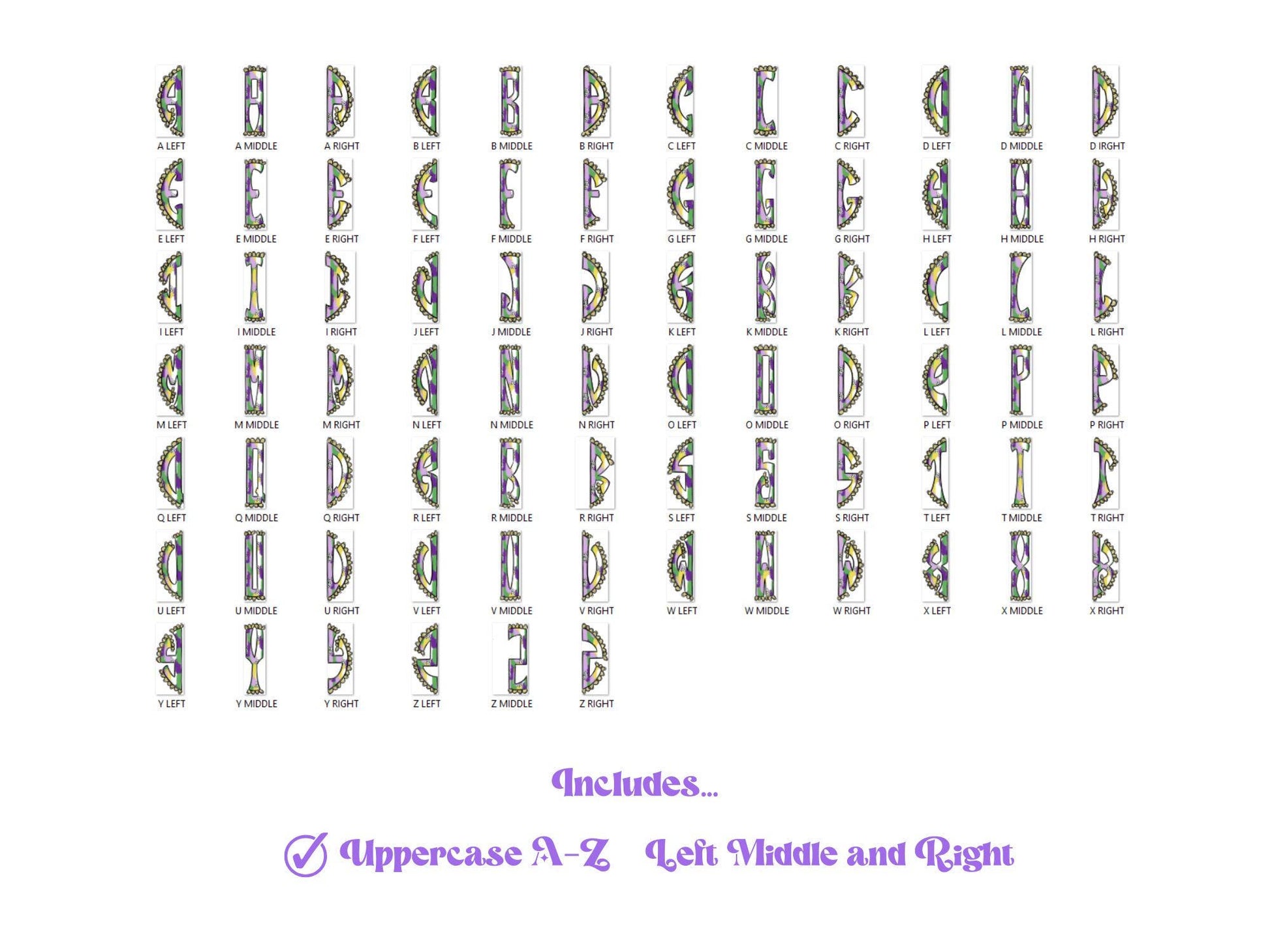 Coquette Bow Monogram Clipart: Glitter Paint Stroke Alphabet (PNG)