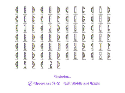 Coquette Bow Monogram Clipart: Glitter Paint Stroke Alphabet (PNG)