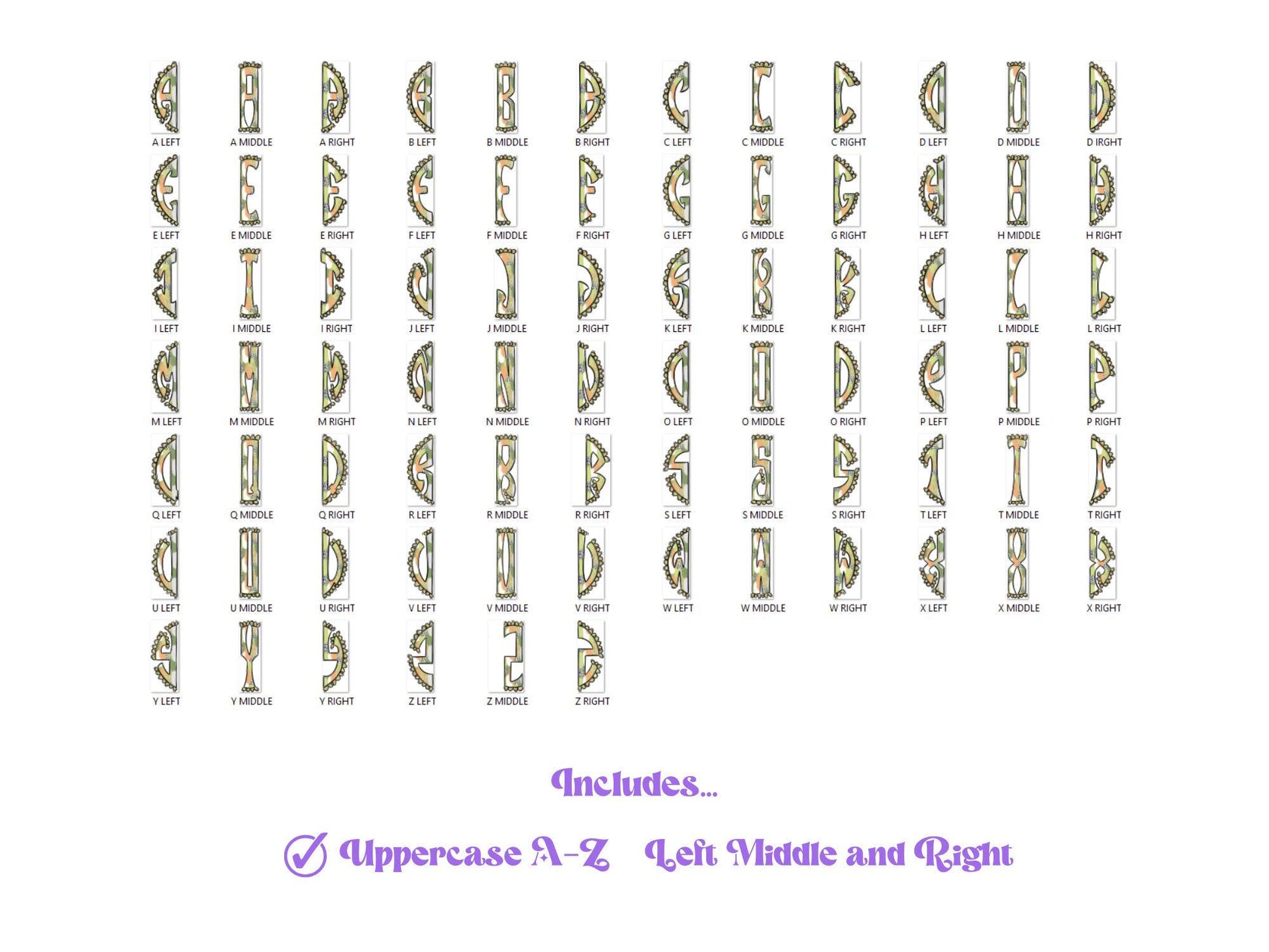Coquette Bow Monogram Clipart: Glitter Alpha Doodle (PNG Digital File)
