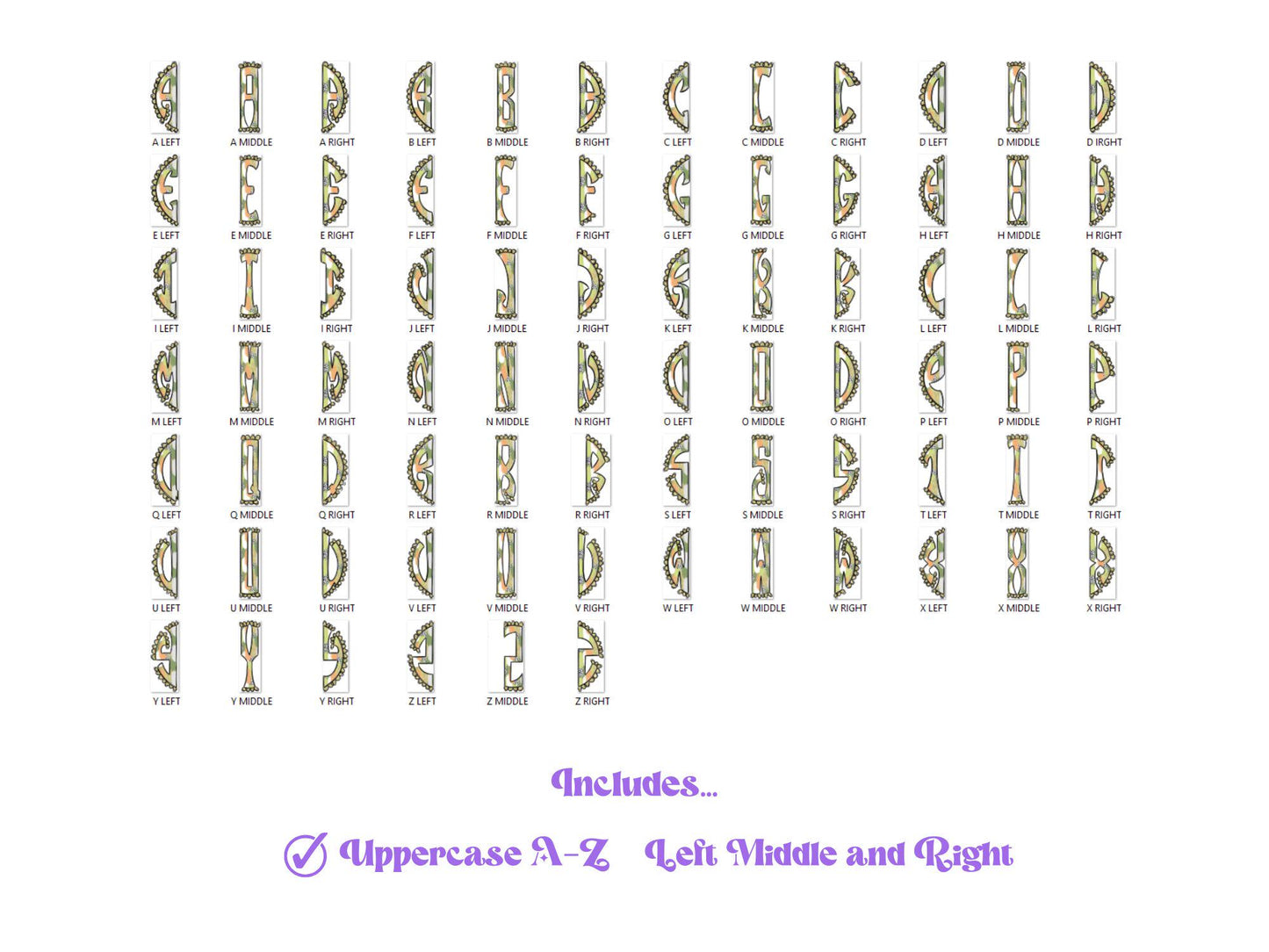 Coquette Bow Monogram Clipart: Glitter Alpha Doodle (PNG Digital File)
