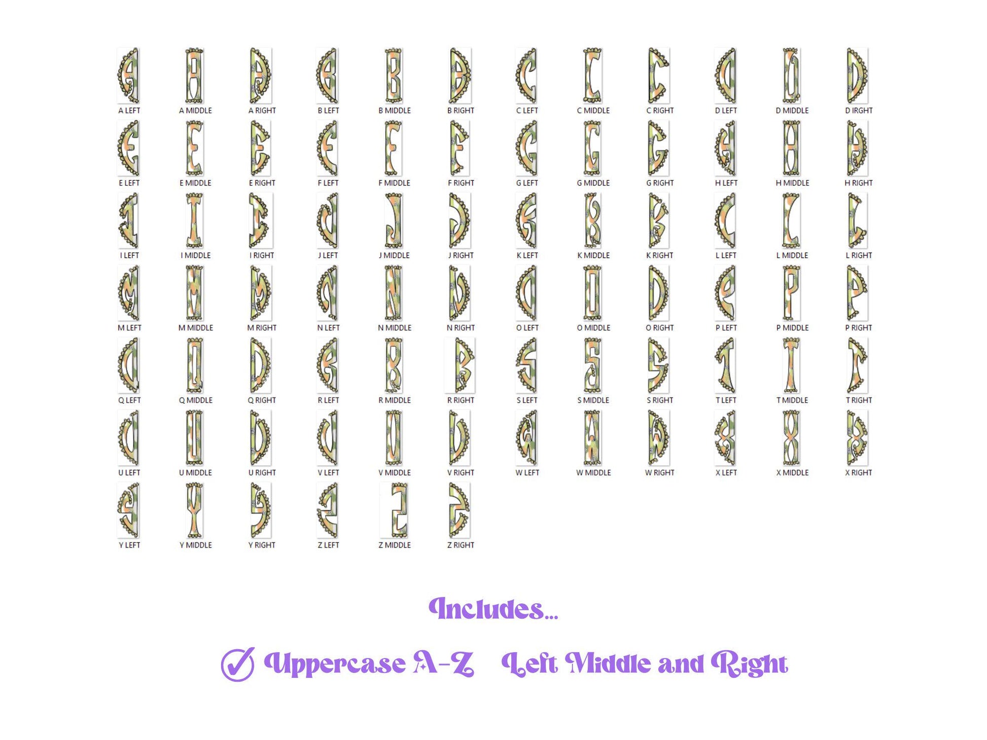 Coquette Bow Monogram Clipart: Glitter Alpha Doodle (PNG Digital File)