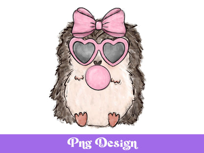 Hedgehog Blowing Bubble PNG: Retro Hippie Easter Design (Digital File)