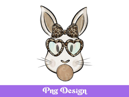 Leopard Print Easter Bunny PNG: Retro Hippie Design (Digital Download)