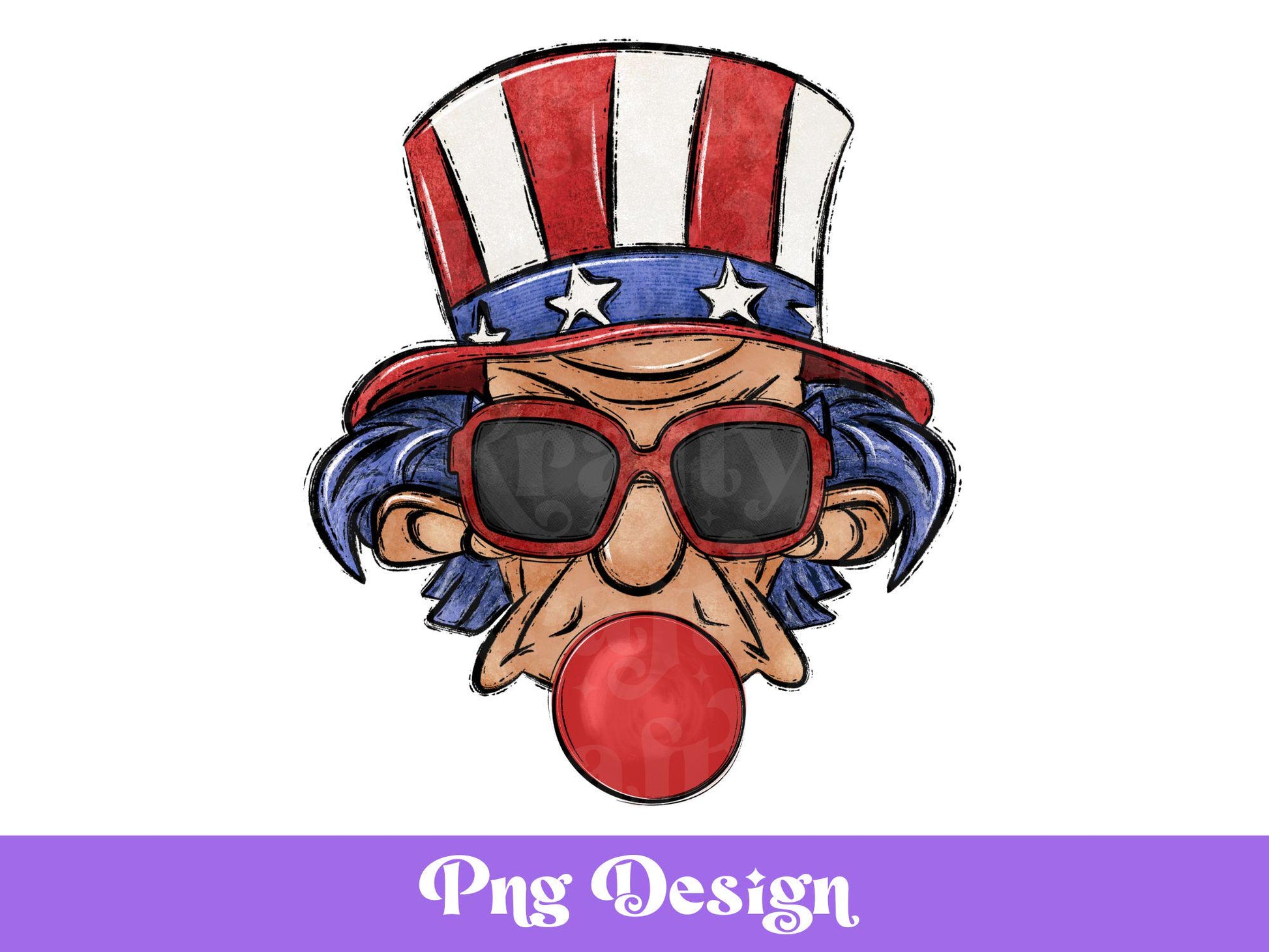 Uncle Sam Bubble Gum PNG: 4th of July Shirt Design (Digital Download)