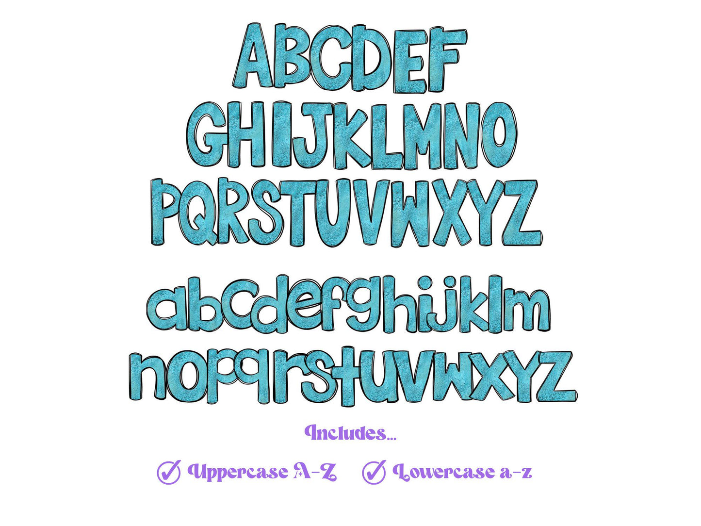 Cow Print Doodle Alphabet Clipart: Western Cowhide Letters (PNG Digital File)