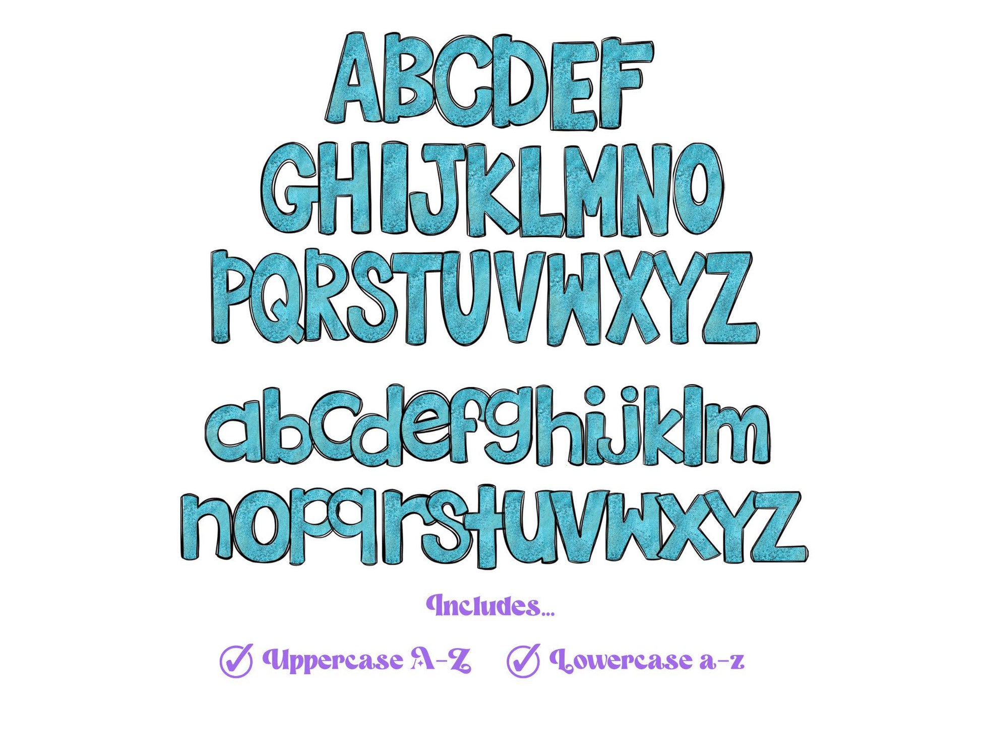 Cow Print Doodle Alphabet Clipart: Western Cowhide Letters (PNG Digital File)