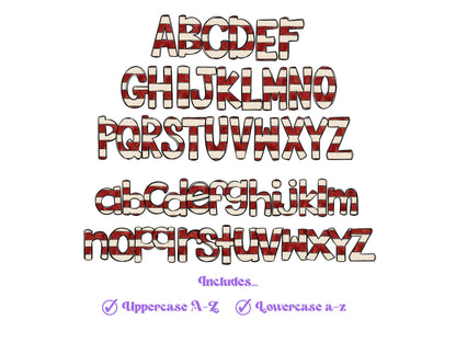 Patriotic Doodle Alphabet Clipart: 4th of July PNG Letters (Digital File)