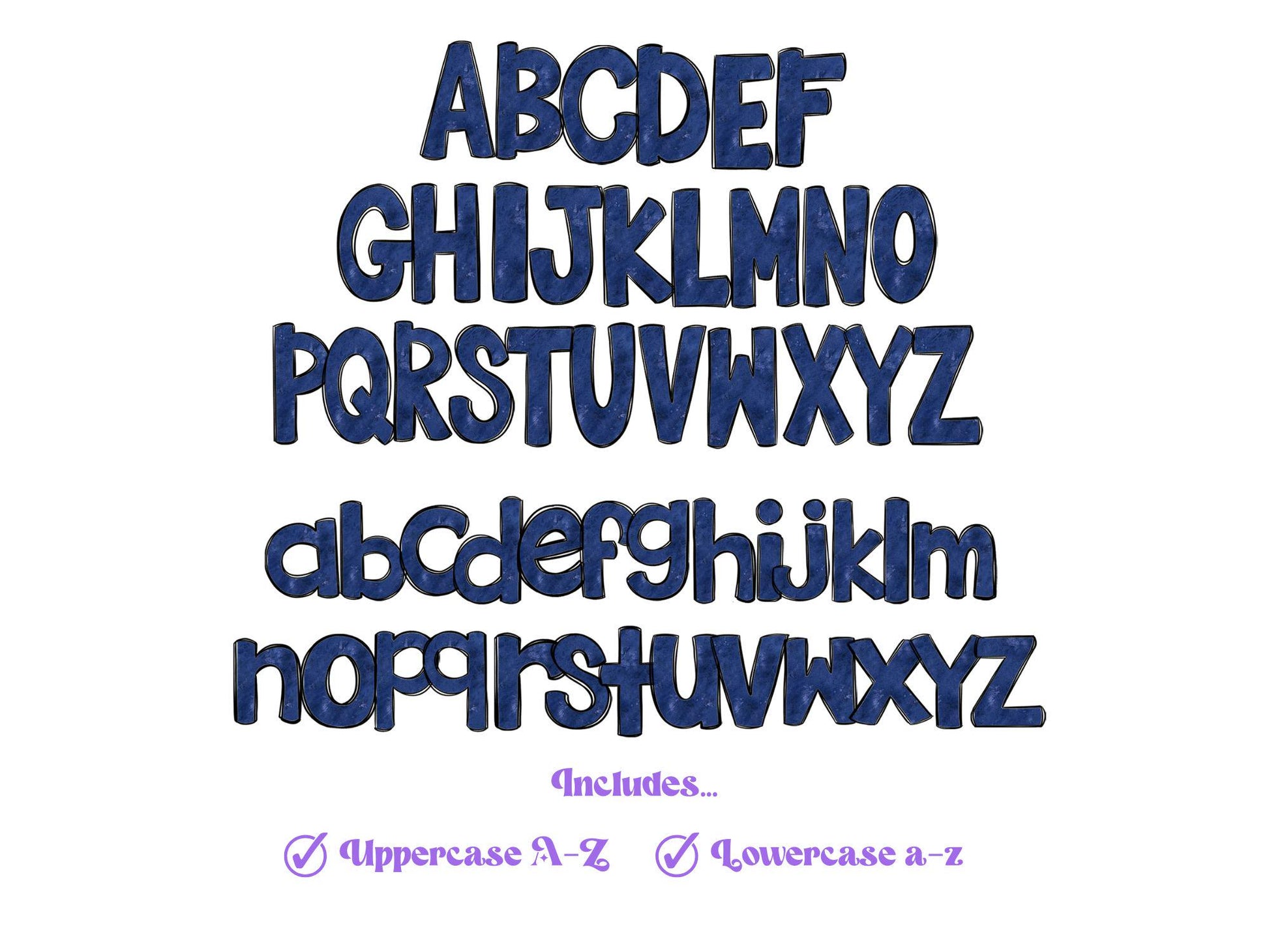 Patriotic Doodle Alphabet Clipart: 4th of July PNG Letters (Digital File)