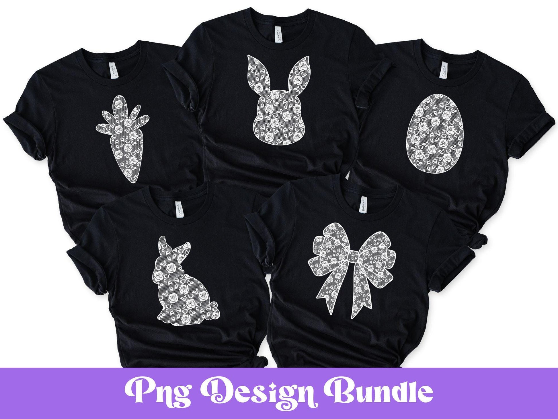 Floral Lace Easter PNG Bundle: Shirt Design, Sublimation (Digital File)